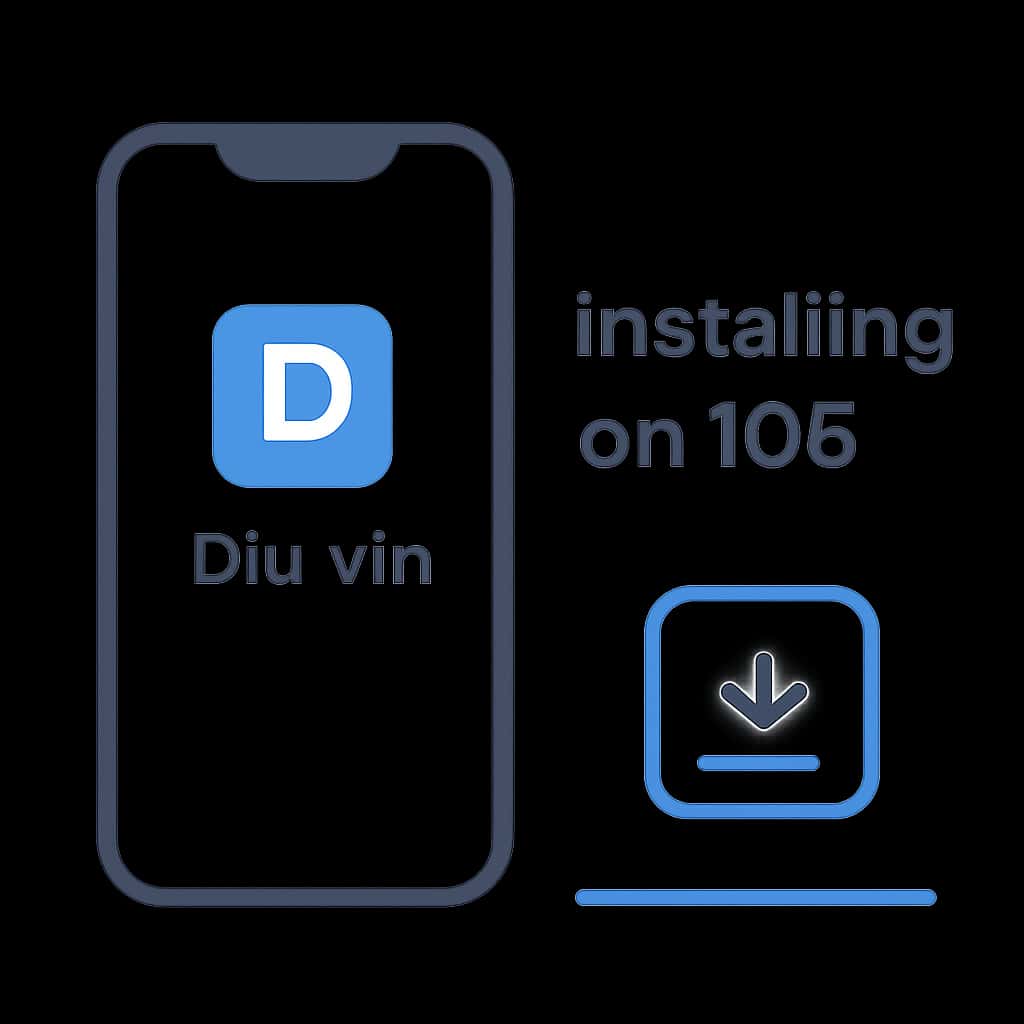 Illustration detailing the installation process of Diu vin on iOS.